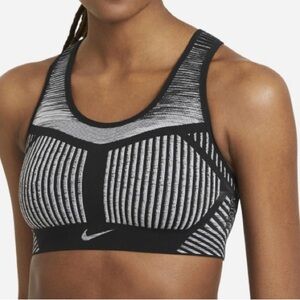 Nike Women's Striped Black and Gray Sports Bra